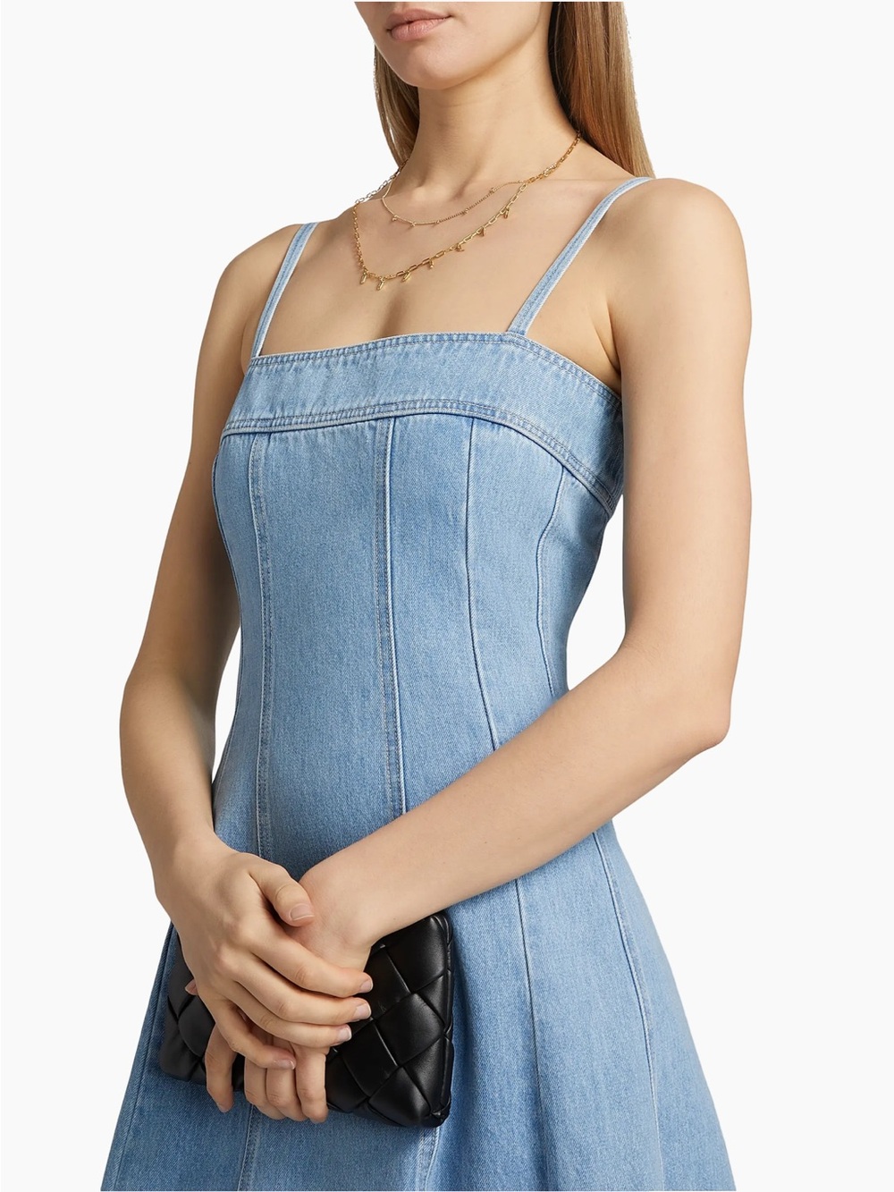 L'AGENCE Mitzy Seamed Denim Midi-Dress Light Blue - 0 - Picture 5 of 13
